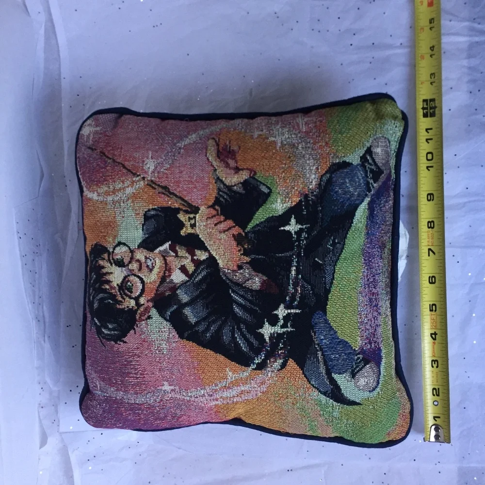 Harry Potter Wizard Wand Vintage Square Throw Pillow 12 x 12 Needlepoint design.